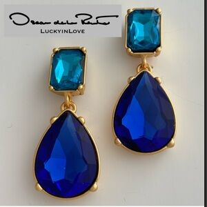 OSCAR de la RENTA • Super Saturated Blues Oversized Crystal Drop Earrings